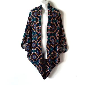 Blue Rain Southwestern Print Open Front Cardigan Kimono Multicolor Boho